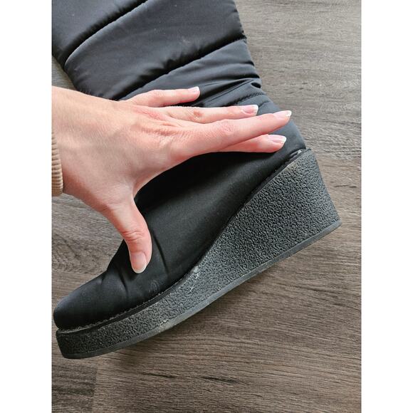 Kate Spade Black Cagney Wedge Boots Winter Boots Size 7.5 - Picture 6 of 10